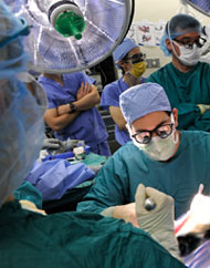 Emory plastic surgeon Mark Walsh performing reconstructive surgery.