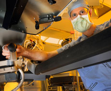 Dr. David Kooby prepping to perform robotic surgery.