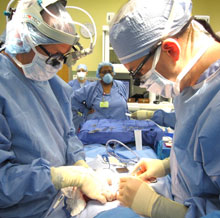 Emory pediatric surgeons in the OR.